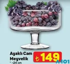 AYAKLI CAM MEYVELİK 24 CM